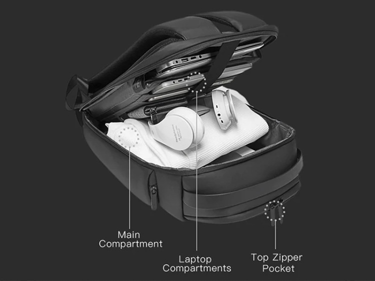 کوله پشتی لپ تاپ 15.6 اینچ ضد آب یو اس بی دار بنج BANGE BG-7277 رنگ طوسی مشکی