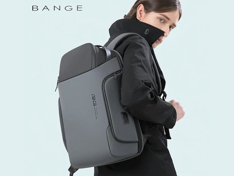 کوله پشتی لپ تاپ 15.6 اینچ ضد آب یو اس بی دار بنج BANGE BG-7277 رنگ طوسی مشکی